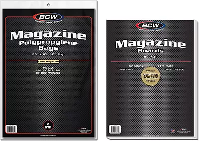 Buy BCW Thick Magazine Bags And Backing Boards 100 Ct FREE SHIPPING US • 24.94£