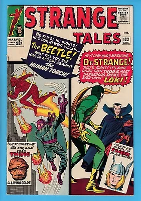 Buy STRANGE TALES # 123 FN- 1st BEETLE APPEARANCE- 1st THOR X-OVER- CENTS- 1964- KEY • 14.50£