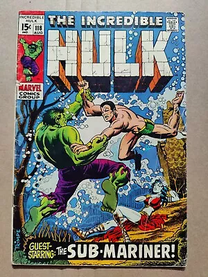 Buy Incredible Hulk (1962) 118 Sub-Mariner Marvel 1969 Low Grade CENTERFOLD DETACHED • 15.02£