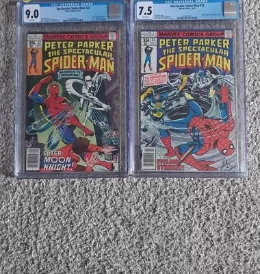 Buy 1978 Spectacular Spider-Man 22&23 CGC 9.0& CGC 7.5 1st & 2nd Moon Knight Covers • 86.97£