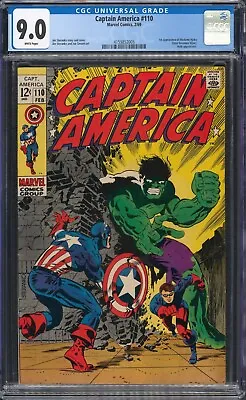 Buy 1969 Marvel Captain America #110 CGC 9.0 White Pages 1st Madame Hydra (Viper) • 373.98£