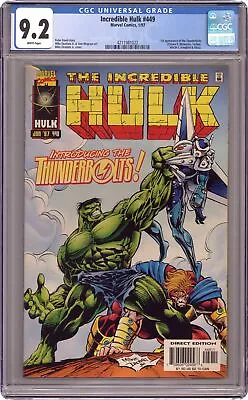 Buy Incredible Hulk #449 CGC 9.2 1997 4211981022 1st App. Thunderbolts • 102.78£