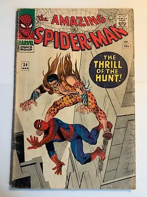 Buy Marvel Comics - AMAZING SPIDER-MAN #34 (1966) Stan Lee & Steve Ditko, 2nd Kraven • 69.99£