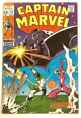 Buy Captain Marvel #11 1969 8.0 VF🔑 New Powers • 11.91£