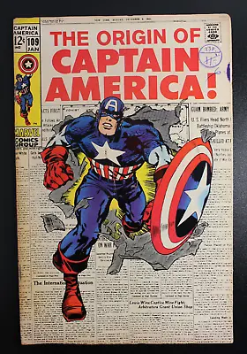 Buy Captain America # 109 Marvel 1968 Origin Of Captain America ! VG • 101£