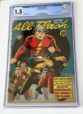 Buy All-Flash #13 CGC 1.5 (FR/GD) D.C. Comics Golden Age Superhero 1943 • 316.24£
