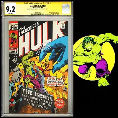 Buy CGC 9.2 SS Incredible Hulk #140 JC Penney Variant Signed Stan Lee & Roy Thomas • 774.49£