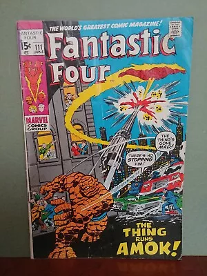 Buy Fantastic Four #111 , Hulk Vs Thing Cameo , A Harkness  App.  4.5   1971 • 11.24£