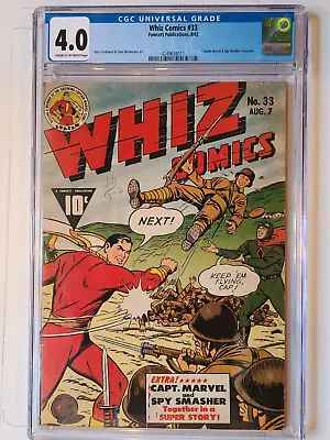 Buy Whiz Comics # 33 Fawcett 1942 Cgc 4.0 Captain Marvel Skymaster X-over • 580.32£