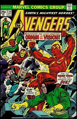 Buy Avengers (1963 Series) #134 'Vision Origin' NM- Condition • Marvel Comics • 1975 • 23.71£