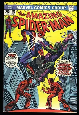 Buy Amazing Spider-Man #136 VF 8.0 Classic Green Goblin Cover! Romita Cover! • 67.04£