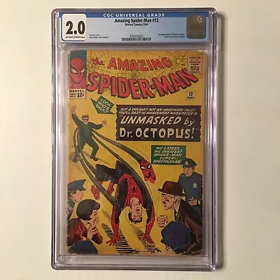 Buy Amazing Spider-Man 12 1964 CGC 2.0 3rd App. Doctor Octopus OFF WHITE/WHITE • 237.17£