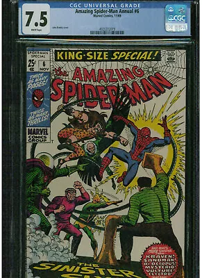 Buy Amazing Spider-man Annual #6 Cgc 7.5 Sinister Six 1969 John Romita Cover White P • 261.19£