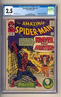 Buy Amazing Spider-man #15  Marvel May 1964 1st CGC 2.5 1st Kraven The Hunter HOT! • 599.40£