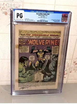 Buy Incredible Hulk #181 1st App. Wolverine 1974 CGC PG 1  • 281.49£