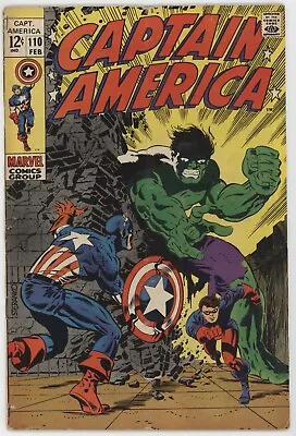 Buy Captain America 110 Marvel 1969 VG FN Jim Steranko Hulk  1st Madame Hydra • 124.66£