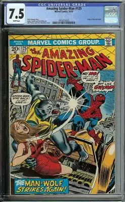 Buy Amazing Spider-man #125 Cgc 7.5 White Pages // Origin Of The Man-wolf 1973 • 144.77£
