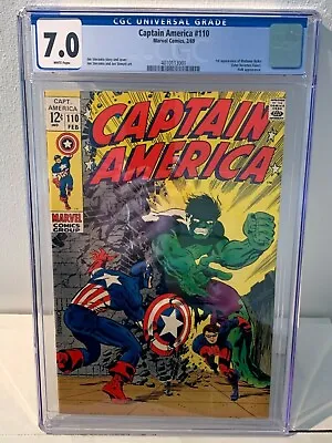 Buy Captain America #110 - CGC 7.0 , WHITE PAGE , Key 1st Appearance Of Madame Hydra • 335£
