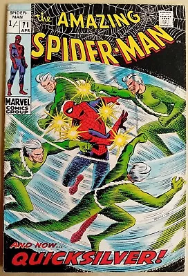 Buy Amazing Spider-man 71 VG+ (4.5) - Marvel 1969 - UK Price Copy - Vs Quicksilver • 25.99£