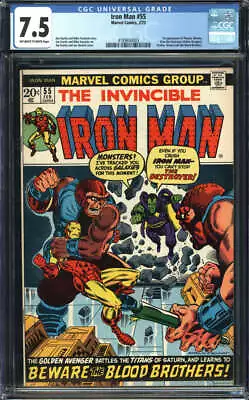Buy Iron Man #55 Cgc 7.5 Ow/wh Pages // 1st Appearance Of Thanos 1973 • 573.19£
