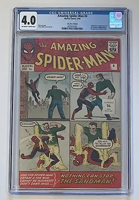 Buy Amazing Spider-man #4. Sept 1963. Marvel. 4.0 Cgc. 1st Sandman & Betty Brant! • 2,000£