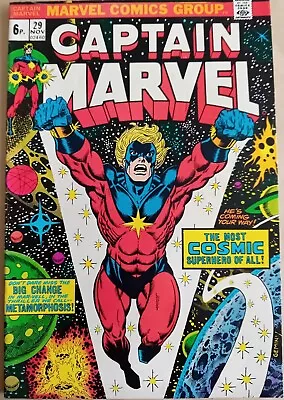 Buy Captain Marvel #29 - FN+ (6.5) - Marvel 1973 - UK 6p Price Variant. • 11.99£