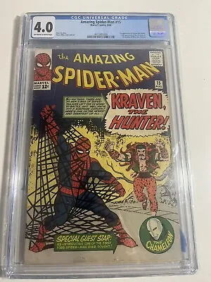 Buy Amazing Spider-Man #15 CGC 4.0 1964  1st App. Kraven • 764.06£