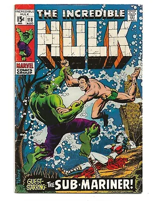 Buy The Incredible Hulk #118 (1969) Battle Vs Sub-Mariner VG/FN 5.0 • 22.92£