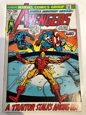 Buy Avengers #106 - 1972 - Silver Age Marvel - 20c - VFN-  (7.5) - UNSTAMPED COPY  • 8.50£