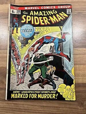 Buy The Amazing Spider Man- Marked For Murder 108 May 1972 (6p) • 50£