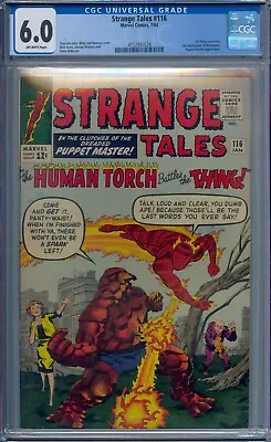 Buy Strange Tales #116 Cgc 6.0 Human Torch 1st Thing Crossover Puppet Master • 157.98£