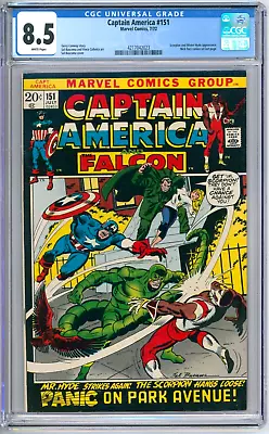 Buy Captain America 151 CGC Graded 8.5 VF+ White Marvel Comics 1972 • 55.15£