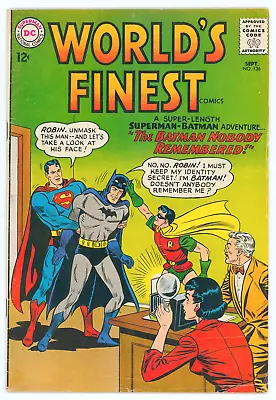 Buy World's Finest #136 (1963) ⭑Silver Age! ⭑  The Batman Nobody Remembered!  • 30.86£
