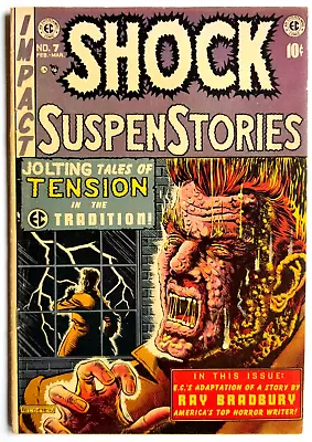 Buy Shock Suspenstories #7 Vf- 7.5 Ec 1953 Classic Electrocution Burning Face Cover • 1,199.28£