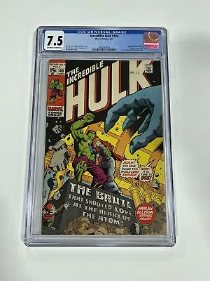 Buy Incredible Hulk 140 CGC 7.5 Ow/w Pages Marvel 1971 1st Jarella • 79.94£
