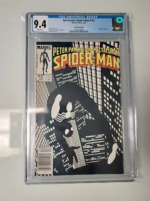 Buy SPECTACULAR SPIDER-MAN #101 Classic B&W Cover By BYRNE 1985 Newsstand CGC NM 9.4 • 102.50£
