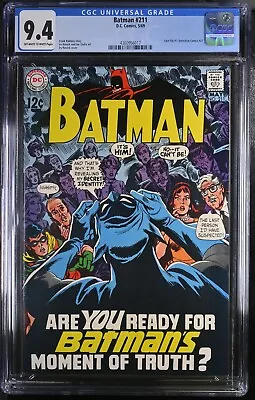 Buy 1969 Batman 211 CGC 9.4 Batman Reveals Identity. • 314.55£