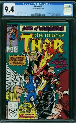 Buy Thor #412 (Marvel, 12/89) CGC 9.4 NM (1st Full Appearance Of New Warriors)  KEY  • 160.05£