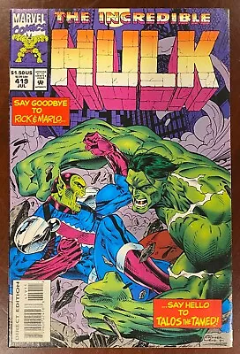 Buy INCREDIBLE HULK #419 (1994) VF Key 1st Cover & 2nd Appearance Of TALOS Marvel • 8.71£