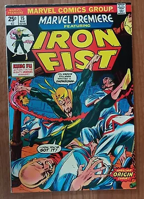 Buy Marvel Premiere 15 (Marvel 1974) 1st Appearance & Origin Of Iron Fist NM- (9.2) • 350£