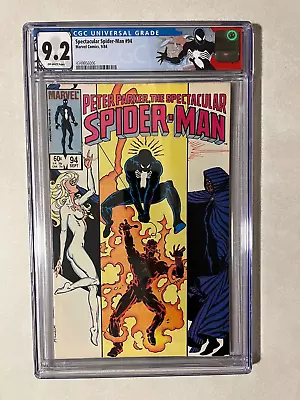 Buy SPECTACULAR SPIDER-MAN #94 (1984) Marvel Comics CGC 9.2 Custom Label Black Suit • 47.60£