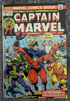 Buy Captain Marvel 31. 1974. Featuring Thanos, Drax, Moondragon And The Avengers • 12.98£