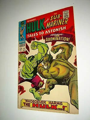 Buy Tales To Astonish # 91   2nd Abomination  Silver Age Marvel Key • 79.15£