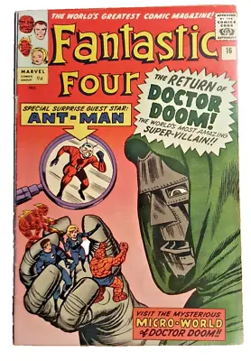 Buy FANTASTIC FOUR #16 (Marvel 1963) Dr Doom Ant-Man KIRBY Art  5.5 FN- • 600£