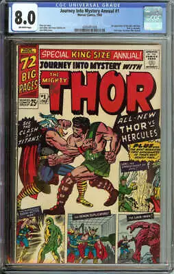 Buy Journey Into Mystery Annual #1 Cgc 8.0 Ow Pages 1st Appearance Of Hercules/zeus • 1,113.01£