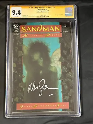 Buy Sandman #8 1989 CGC 9.4 White Pages Signature Series Neil Gaiman 1st Death • 478.91£
