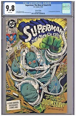 Buy Superman Man Of Steel #18 CGC 9.8 2nd Second Printing Edition 1st App Doomsday • 126.64£