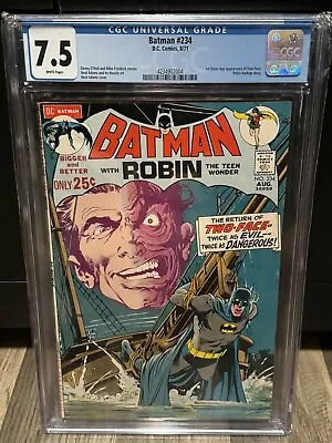Buy Batman #234 CGC 7.5 White Pages  Silver Age Two-Face Neal Adams Cover Key! WP • 427.33£