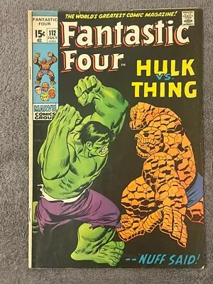 Buy Fantastic Four #112 (RAW 8.0 MARVEL 1971) Lee & Buscema. Key: 2nd Hulk Vs Thing • 279.83£