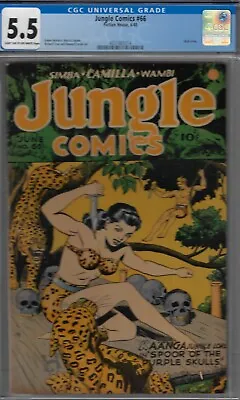 Buy Jungle  Comics #66  Cgc 5.5 Fine-1945  Fictionhouse -skull Cover • 311.44£
